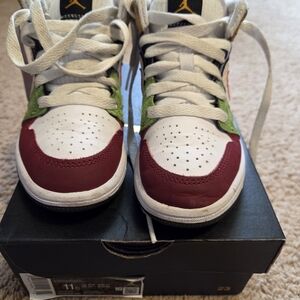 Jordan Kids' Red, Green, and White Sneakers